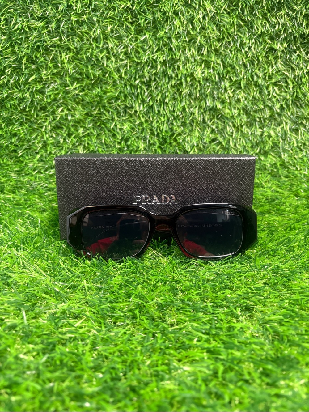 Prada Symbole Black Rectangle Sunglasses Unisex Shades For Men And Women
